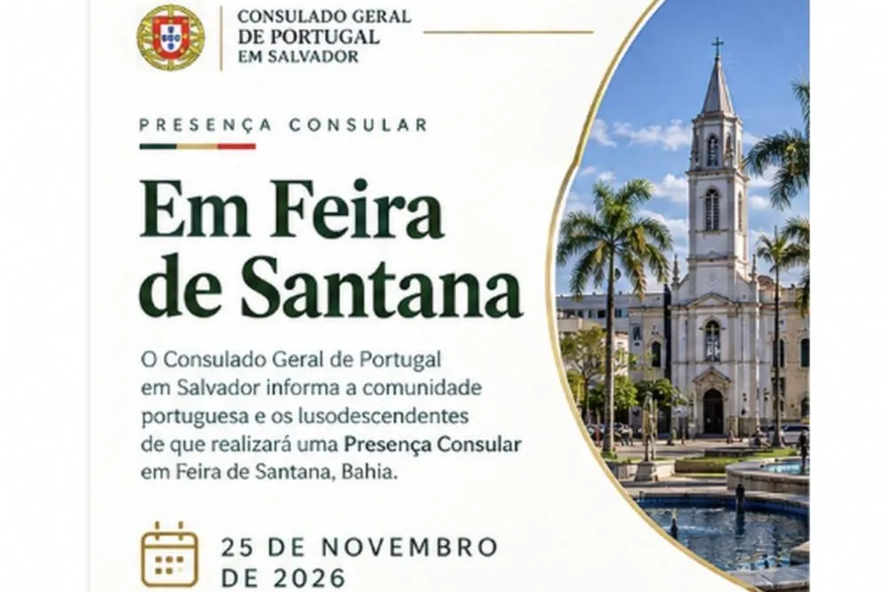Consulado de Portugal realiza atendimento em Feira de Santana no dia 25 de novembro
